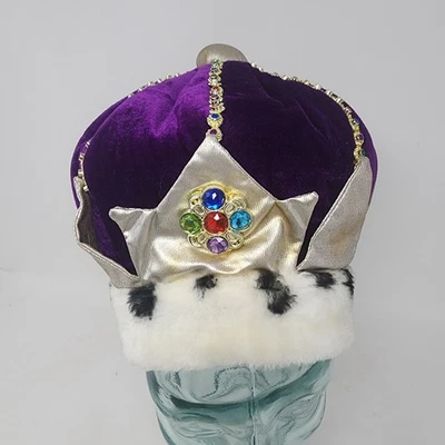 Fantasia Elope Halloween Rei Real Rainha Tecido Coroa Chapéu Ajustador de Slide Tamanho Único - Imagem 1 de 4