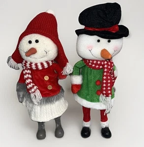 Set Mr. and Mrs. Snowman 18 inch Holiday Christm Winter Decor Soft Fabric rocker - Picture 1 of 16