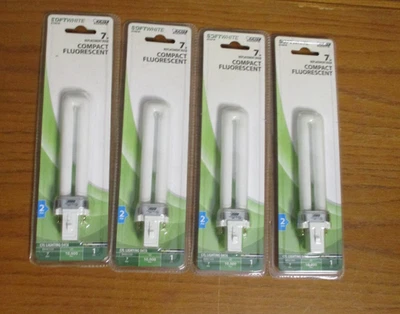4 Packs Feit Electric 7w Compact Fluorescent Bulb 2 Pin Soft White 2700K - Image 1 of 4