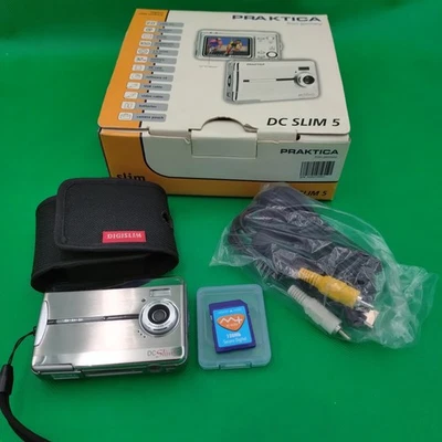Praktica DC Slim 5 5.0 MP Compact Digital Camera With 128mb Card Box and Case - Image 1 of 4
