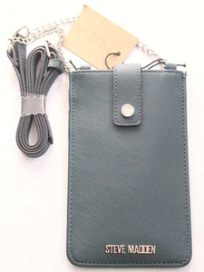 Steve Madden Cell Phone Crossbody Bag Hunter Green/Silver Small Purse Saffiano - Picture 1 of 4