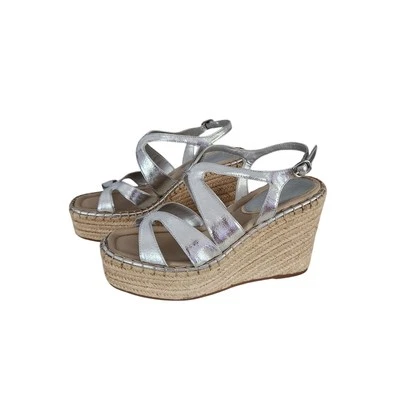 Kenneth Cole New York Mujer Solace Alpargata Plataforma Cuña Sandalias Plateadas 8 Foto 1 de 4