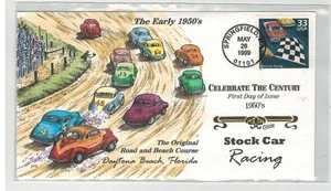 COLLINS HANDPAINTED 1950s CELEBRATE CENTURY DIRT TRACK STOCK CAR RACING OLD CARS - Picture 1 of 1
