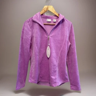 Pullover de terciopelo Greg Norman para mujer 1/4 cremallera talla S Club de tenis de golf gratis 📦Nuevo Foto 1 de 4