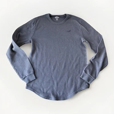 Hollister Waffle Knit Thermal Shirt Mens S Blue Long Sleeve Casual Fall Capsule - Image 1 of 4