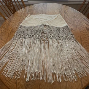 Vintage Alician Elfenbein Wolle Makramee Fransen Klavier Schal Halstuch Stola Columbia - Bild 1 von 12