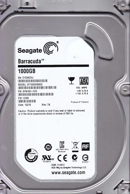 Seagate ST1000DM003 pn: 9YN162-570 sn: Z1D fw: CC9B TK 1TB SATA 3.5" 4917 - Image 1 of 2