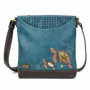 NUEVO BOLSO BANDOLERA CHALA AZUL TURQUESA TORTUGAS DULCE MENSAJERO IMITACIÓN CUERO - Imagen 1 de 5
