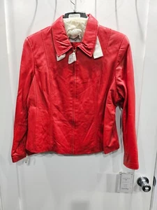 Pamela McCoy Red Leather Jacket NWT issue on sleeve - Picture 1 of 10