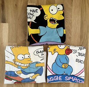Vintage Very Nice Lot of 3 - 1990 Bart Simpson Homer T Shirts Size - Large L