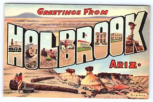 Holbrook Arizona große Briefe Leinen Postkarte B956 - Bild 1 von 2