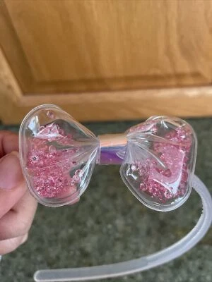 Lindo lazo con cuentas facetadas rosas, diadema transparente nuevo Foto 1 de 4