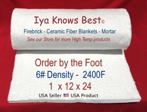 Ceramic Fiber Blanket 1 x 12 x 24 inch Thermal High Temp Insulation 2400F USA 6# - Picture 1 of 3
