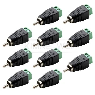 10x RCA Male Screw Terminal Connector -No Solder- AV Cable End Plug CCTV Audio  - Image 1 of 2