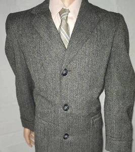 Mens Hart Schaffner & Marx Gray Long Wool Trench Coat Large - Picture 1 of 6