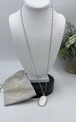 Kendra Scott Reid Silver Plated Long Pendant Necklace White Howlite - Image 1 of 4