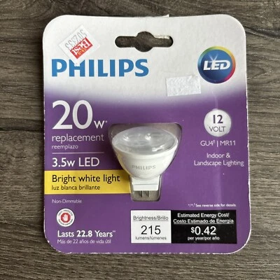 Philips 20W Replacement Bright White 3.5W LED GU4/MR11 12V Indoor Landscape Bulb - Image 1 of 4