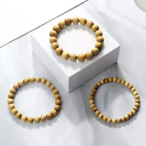 High Cliff Cypress Wooden Beads Bracelets Women Men Meditation Handmade Bracelet - Picture 1 of 7