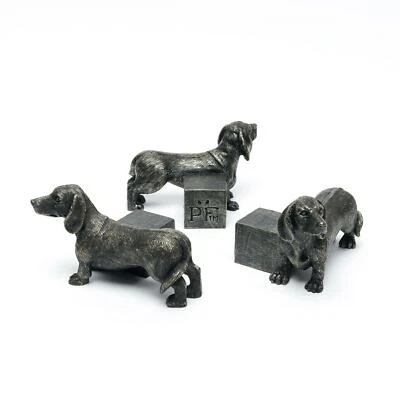 Potty Feet Dachshund Trio Set x3 Polyresin Bronze Colour Plant Pot Dog Ornament - Image 1 of 4