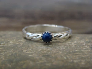 Navajo Indian Sterling Silver Round Lapis Ring by Lonjose - Size 5.5 - Picture 1 of 4