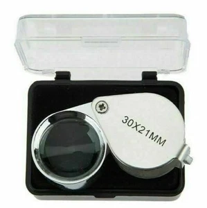 Juwelier Lupe 30 Fach Schmuck Vergrösserungslupe 30 x 21mm in silber NEU - Bild 1 von 9