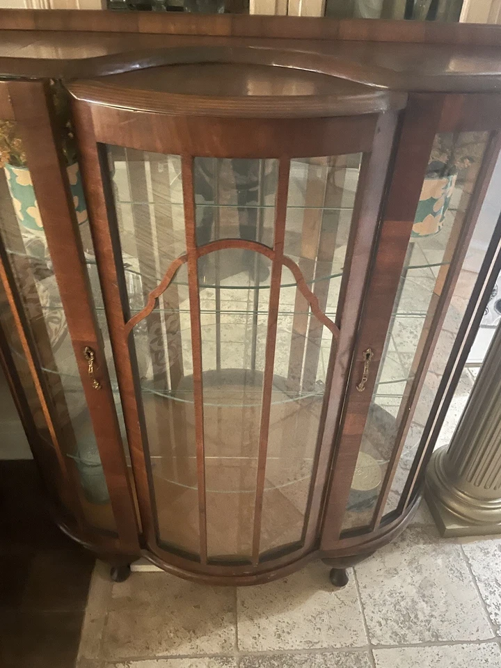 Antique 19th Century, Curved Glass Curio/China /Etagere Display Cabinet - Image 1 of 3