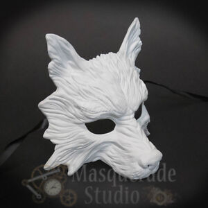 Masque mascarade décoration murale esprit loup-animal à faire soi-même [blanc]