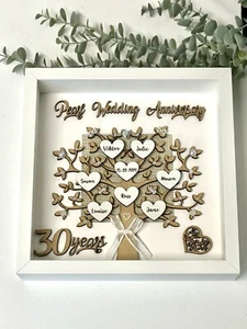 Personalised Family Tree , Anniversary Gift 3D Box Frame,PEARL WEDDING, - Picture 1 of 6