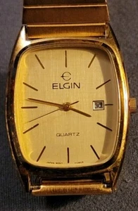Elgin Lord Tonneau Watch Men Gold Dial Pre-Owned - Picture 1 of 10