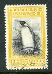 1933 FALKLAND IS. GEORGE 5th 1v 5/- PENGUIN VERY FINE USED VGC FREEPOST UK - Picture 1 of 1