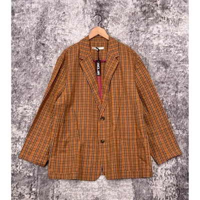 New Mr Turk Jacket 48 Mens Plaid Linen Blend Two Button Sport Coat Blazer - Image 1 of 4
