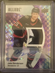 2023-24 Allure Jake Sanderson Purple Diamond Auto Patch 2/10 - Picture 1 of 2