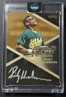 RICKEY HENDERSON 2019 TOPPS TIER ONE #T1A-RH SILVER INK AUTO 07/10 ATHLETICS - Image 1 of 2