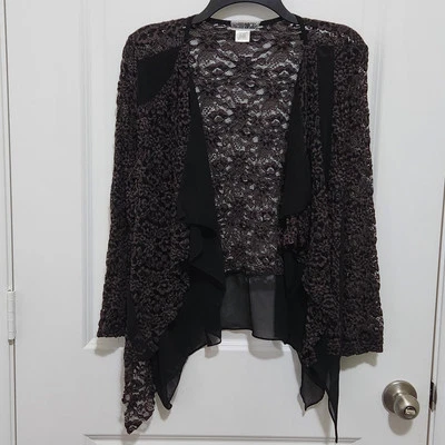 BKE Women's L Floral Lace Open Front Jacket 3/4 Sleeve Whimsigoth Fairy Grunge - Image 1 of 4