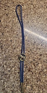 Cravate bolo bleue avec cheval couleur or western cowboy vintage - Photo 1/8
