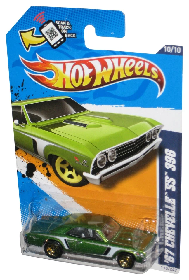 Hot Wheels Muscle Mania GM '12 10/10 Green '67 Chevelle SS 396 Toy Car 110/247 - Image 1 of 1