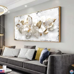 Modern Botanical Leaf Canvas Wall Art 20"x40" Framed Home Decor - Picture 1 of 6