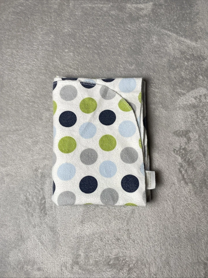 Manta bebé a lunares Carters azul verde gris círculos recepción franela envoltura Foto 1 de 4