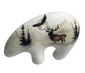 White Painted Spirit Bear Figurine Signed Binally Dine Navajo Artist Elk Eagle - Picture 1 of 8