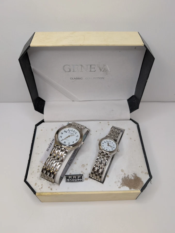 Geneva Wrist Watch Classic Collection His/Hers Quartz Stainless Steel