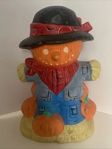 Estatuilla Calabaza Espantapájaros Halloween Cosecha Cerámica Pintada a Mano De Colección 7 3/4" - Imagen 1 de 9