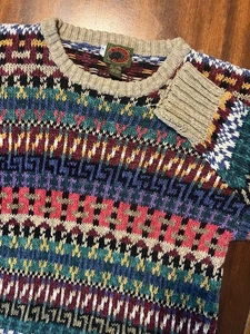 Vtg Boston Traders Linen Blend Pullover Cable Knit Sweater Colorful XL - Picture 1 of 6