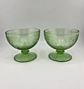 2 Uran Green Hazel Atlas Gläser Florentiner #1 Sherbet LEUCHTET freies Licht - Bild 1 von 6