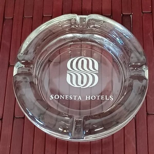 Vintage Sonesta Hotels Round Heavy Clear Glass Ashtray , - Picture 1 of 5
