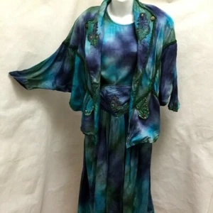 Flirt by Dart Gr. S 3 tlg Top Rock Jacke Set Batik bestickt Bling Boho Neu - Bild 1 von 12