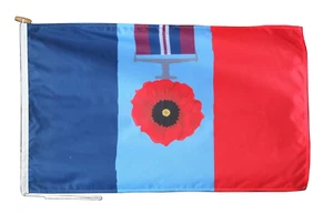 Remembrance Day Poppy Armed Forces Flag With Rope and Toggle - Various Sizes - Foto 1 di 7
