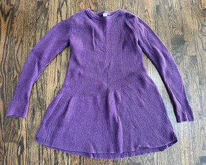 IVIVVA by Lululemon Eggplant Dark Purple Cable Sweater Dress Girls Size 8 - Picture 1 of 3