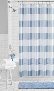 MAINSTAYS Buffalo Plaid Blue Polyester Shower Curtain 72" x 72" - Picture 1 of 12