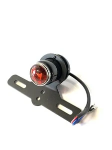 FARO POSTERIORE A LED NERO LUCIDO CON GHIERA CROMATA OLD STYLE CAFE RACER CUSTOM - Imagen 1 de 3