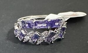 Bomb Party Ring RBP5960 ‘Wishing for Sparkle’ Violet Cubic Zirconia-2 bands sz 6